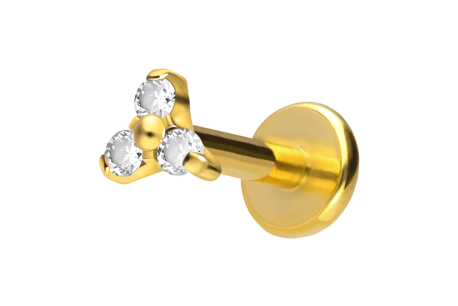 Titan Labret Piercing mit Push Fit KRISTALLBLUME